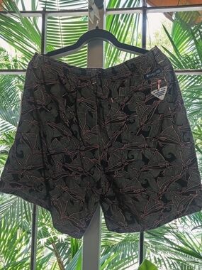 Columbia Black Swim Trunks with Coral Fish Print XL
